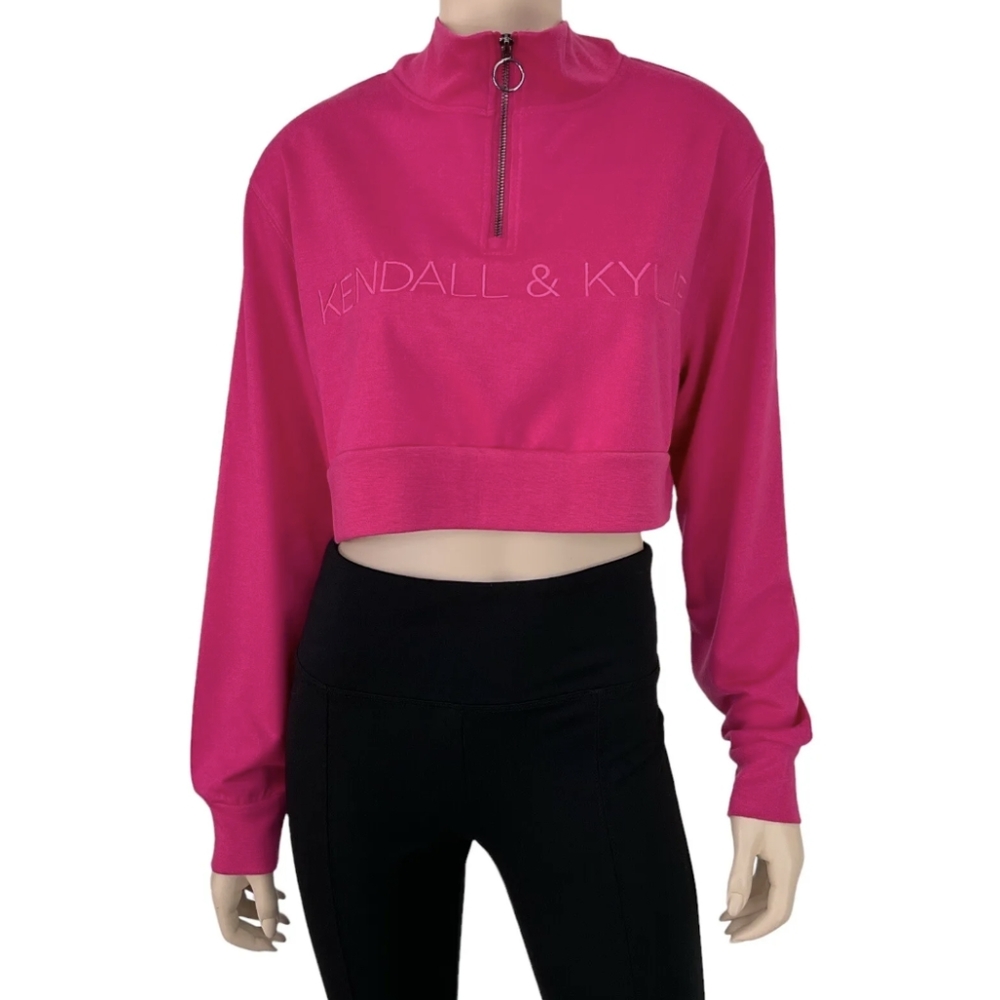 Kendall & Kylie Quarter Zip Crop Sweatshirt